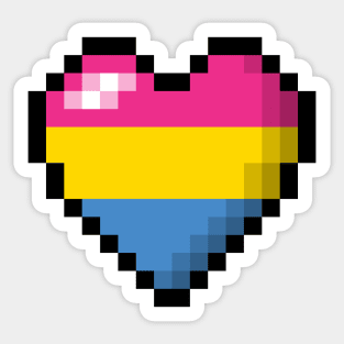 Large Pixel Heart Design in Pansexual Pride Flag Colors Sticker